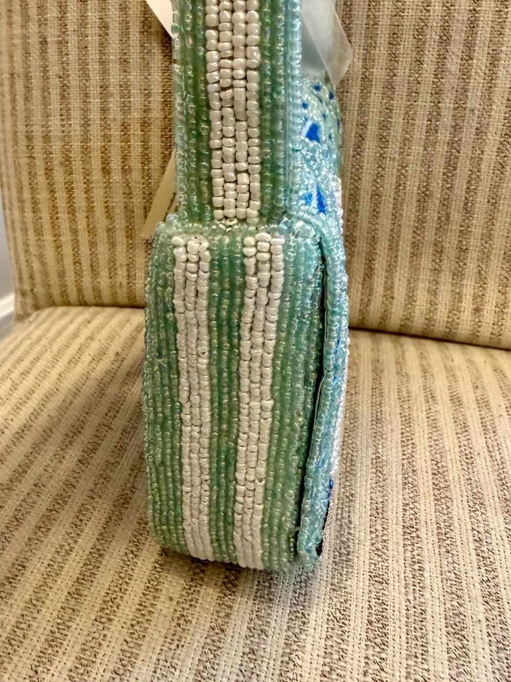 Made in India Light Blue Beaded Sailboat Shoulder Bag